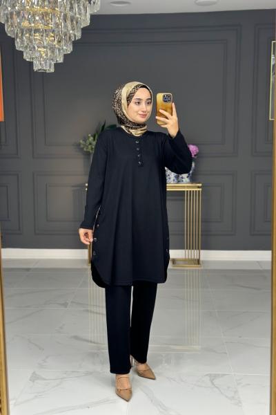 soft örme tesettur takım - siyah