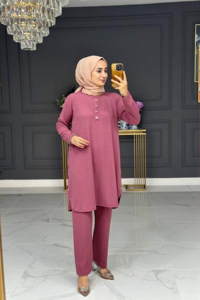 soft örme tesettur takım - gül