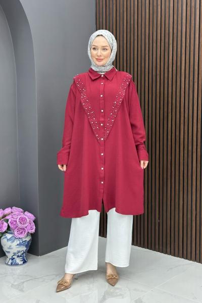 Taşlı Premium Tunik - Bordo