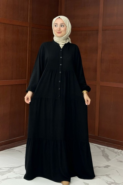 Tofisa Uzun Elbise - Siyah