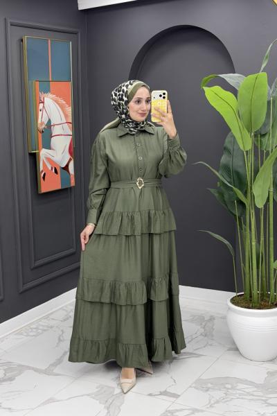 Tuana Yazlık Elbise -Haki