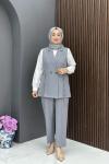Yelekli Şık Takım - Gri