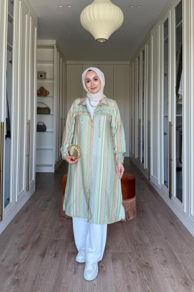 Yıldız Renkli Tunik -Yeşil
