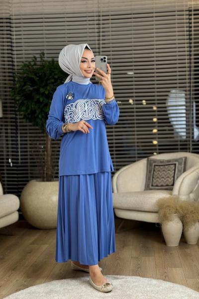 02-1952 Ön Kordon Detaylı Takım Mavi