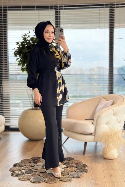 02-2355 Sağ Taraf Ön Arka Desenli Takım Siyah