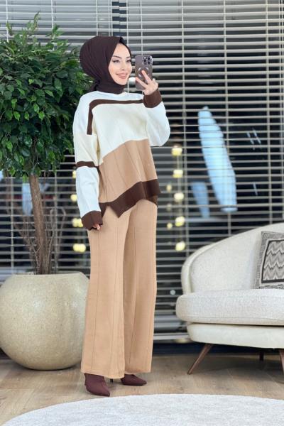 021 Triko Pantolonlu Takım Latte