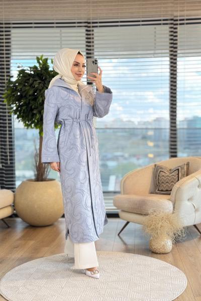 04-1539 Üst Sim Kabartma Desenli Kap İndigo