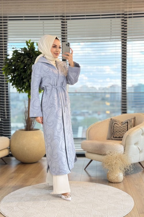 04-1539 Üst Sim Kabartma Desenli Kap İndigo