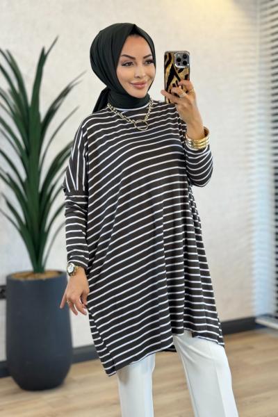 0723 Geniş Çizgili Tunik Haki