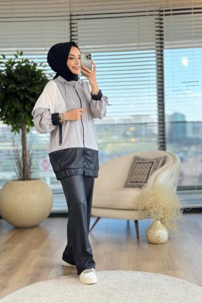 100197 Üç Renkli Laklı Takım Siyah