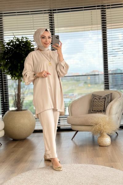 100251 Yandan Düğme Detaylı Takım Taş