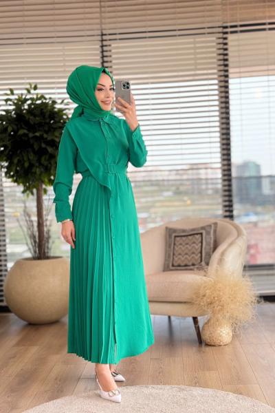 1007 Sol Taraf Piliseli Elbise Benetton