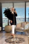 101005 Baklava Desenli Merserize Hırka Siyah