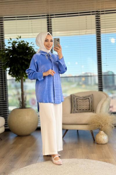 1011 Püskül Gömlek Mavi