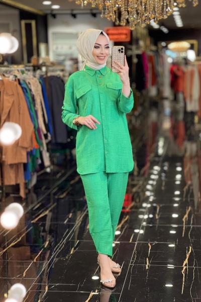 1021 Keten Önü 2 Cepli Takım Benetton