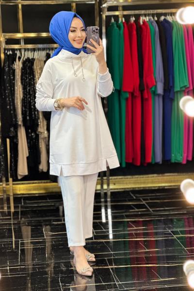 10246 Halka Aksesuarlı Sweatshırt Ekru