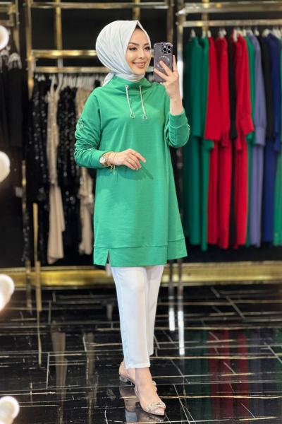 10246 Halka Aksesuarlı Sweatshırt Yeşil