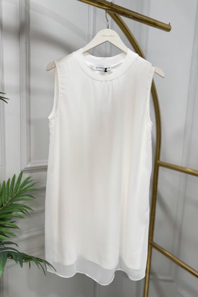 10270 Önü Şifon Parçalı Kolsuz İçlik Ekru