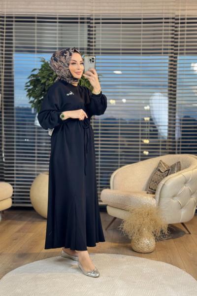 1038 Osyho Eteği Parçalı Elbise Siyah