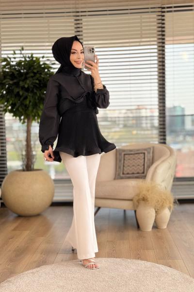 104 Akordion Bluz Siyah