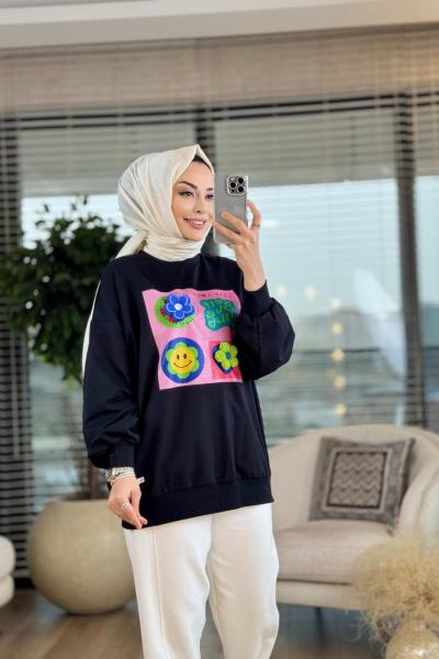 10407 Emoji Tunik Siyah