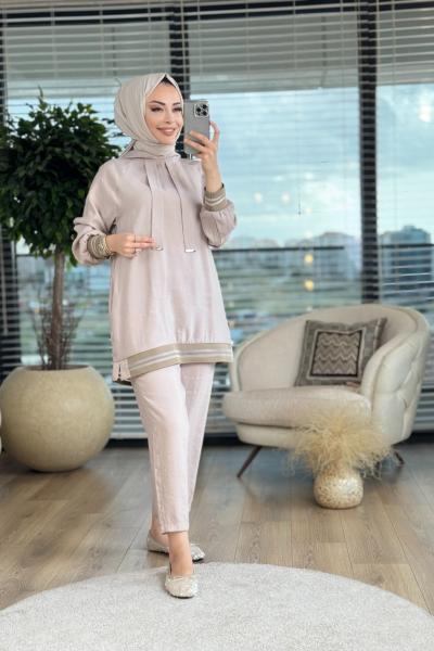 10522 Kol Ve Etek Ucu Sim Ribana Kapş.Takım Bej