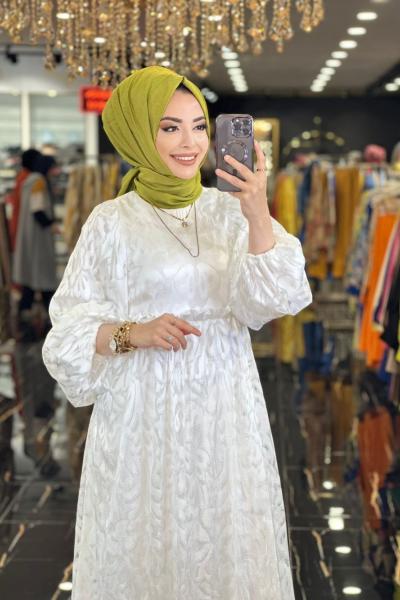 1056 Dantel Elbise Ekru