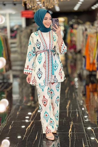 1060 Etnik Desen Takım Petrol