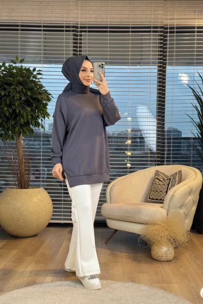 10605 Scuba Sıfır Yaka Tunik Antrasit