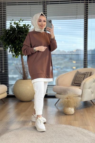 10613 Osyho Yandan Fermuarlı Tunik Kahve
