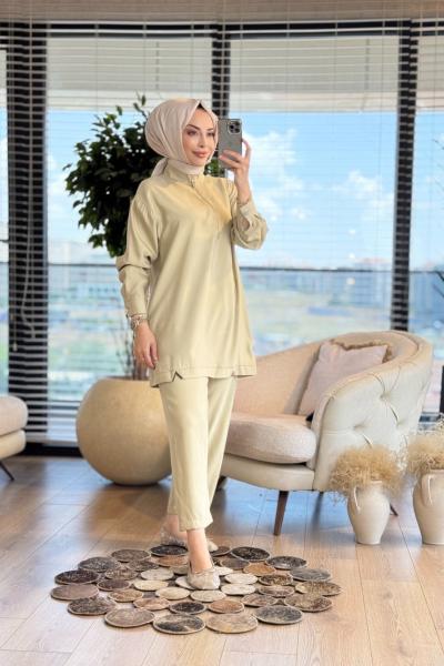 10677-1 Pat Fermuarlı Etek Ucu V Metalli Takım Çağla