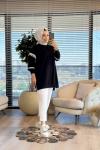 10718 Kolları Fırfır Detaylı Tunik Siyah