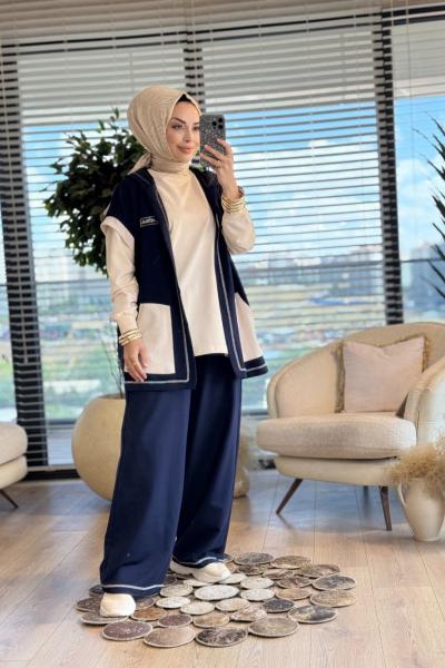 10726 Cebi Ribana Yelekli 3lü Takım Lacivert