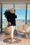 10726 Ön Sutaşlı Tunik Siyah