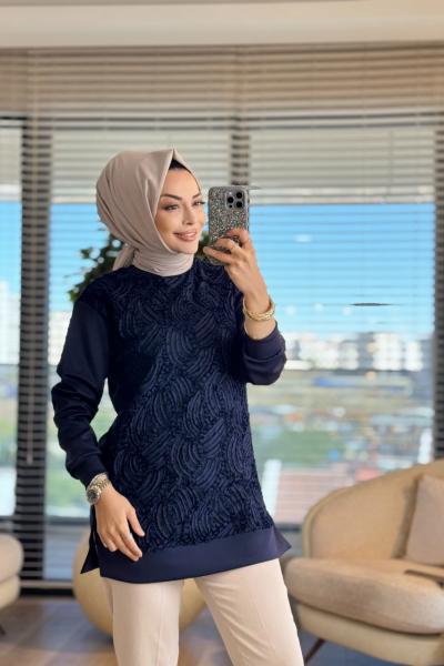 10726 Ön Sutaşlı Tunik Lacivert
