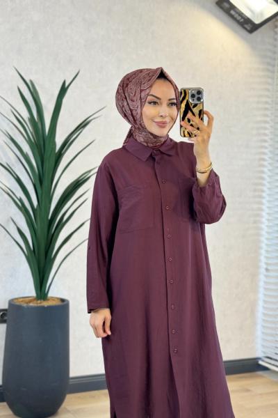 10750 Şelale Uzun Tunik Mürdüm