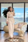 10768 Keten Paçası Parça Detaylı Takım Bej