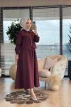 10786 Robası Zımbalı Etekli Takım Bordo