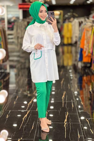 1083 Harf Aksesuarlı Tunik Ekru