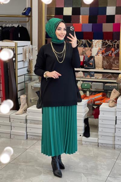 110 Simli Merserize Triko Tunik Siyah