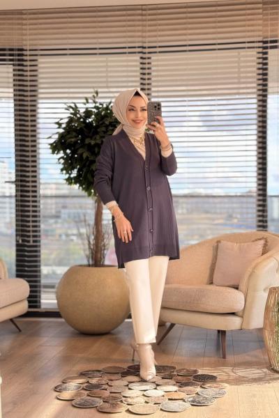 115 Boyuna Fitilli Hırka Antrasit