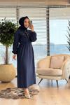 12670 Roba İki Cepli Patı Fermuarlı Elbise Lacivert
