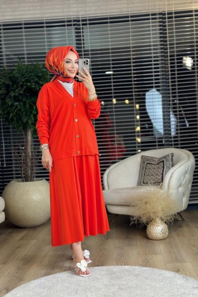 130022 Hırkalı Etek Takım Oranj