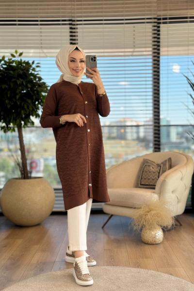 13041 Damar Desen Hırka Kahve