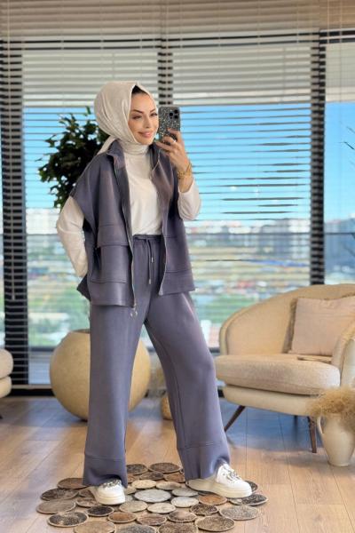 1366 Üst Yelekli Cep Kapaklı Takım Antrasit