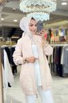 14-1158 Kabartma Desen Ceket Bej