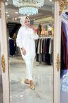 14-1158 Kabartma Desen Ceket Ekru