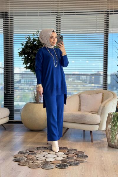 14051 İnterlok Efil Triko Pantolon Takım Saks