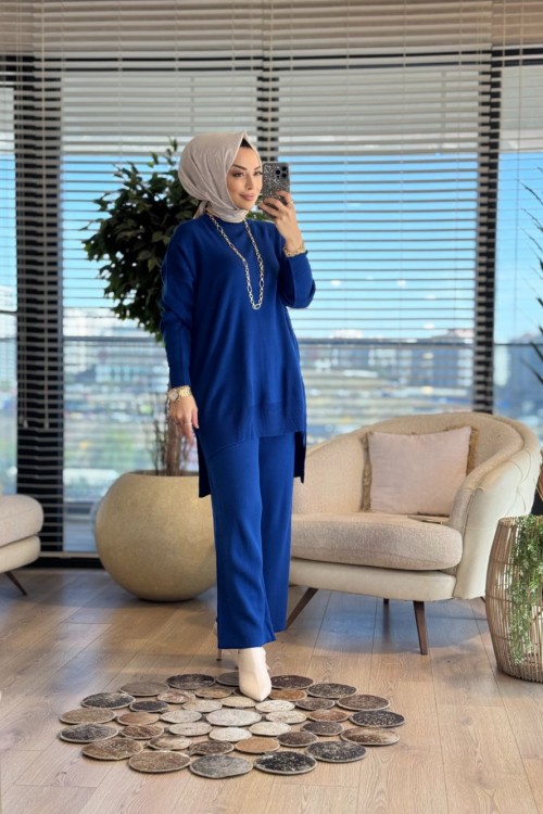 14051 İnterlok Efil Triko Pantolon Takım Saks