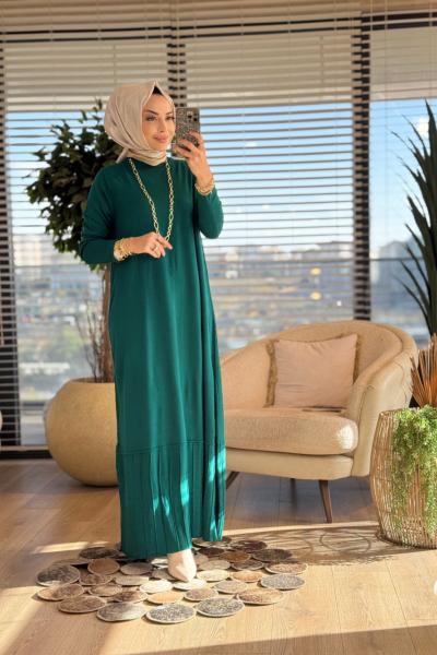 14052 Plose Triko Elbise Zümrüt